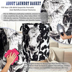 Personalize Black White Cow Laundry Basket Oxford Cloth Foldable Animal Laundry - Image 8