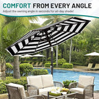 AreShark 9 FT Patio Umbrella for Outdoor, Outdoor Table Umbrella with Push Button Tilt and Crank, Outdoor Patio Umbrellas with 8 Sturdy Ribs for Market, Garden, Pool (Black & White Stripe) - Image 7