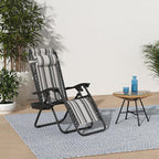 Best Choice Products Set of 2 Adjustable Steel Mesh Zero Gravity Lounge Chair Recliners w/Pillows and Cup Holder Trays - Gray Stripes - Image 2