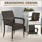 Yaheetech Set of 2 Stackable Outdoor Rattan Dining Chairs, All-Weather Armchair w/Armrests, Steel Frame for Garden, Patio, Deck, Yard, Poolside, Brown - Image 8