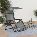 Best Choice Products Folding Zero Gravity Outdoor Recliner Patio Lounge Chair w/Adjustable Canopy Shade, Headrest, Side Accessory Tray, Textilene Mesh - Stardew - Image 2