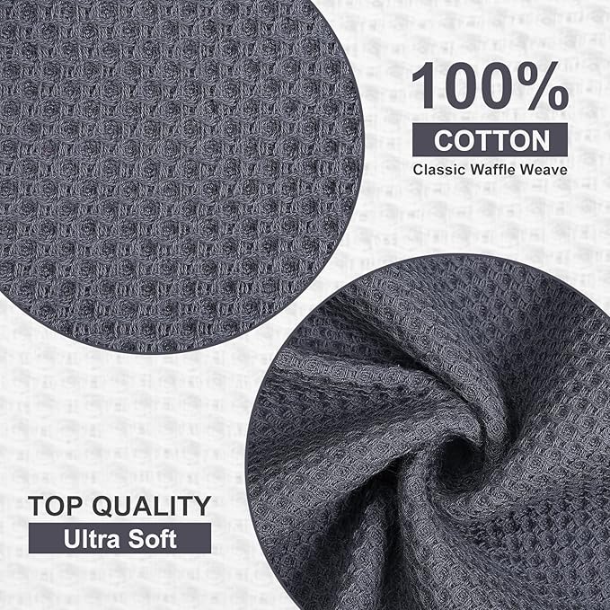 Kitinjoy 100% Cotton Kitchen Dish Cloths, 8 Pack Waffle Weave Ultra Soft - Image 2