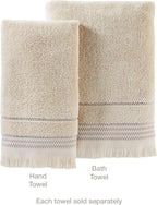SKL Home Jude Fringe 100% Turkish Cotton Towel, Hand Towe Set, Taupe 2 Count - Image 3