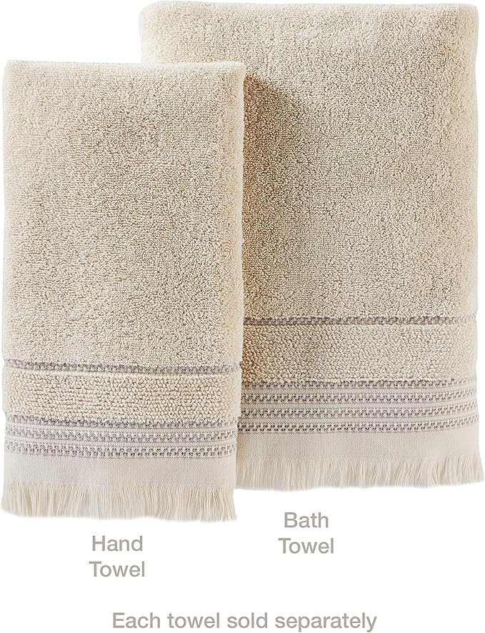 SKL Home Jude Fringe 100% Turkish Cotton Towel, Hand Towe Set, Taupe 2 Count - Image 3