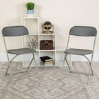Flash Furniture Hercules Series Plastic Folding Chair - Grey - 2 Pack 650LB Weight Capacity Comfortable Event Chair-Lightweight Folding Chair - Image 2