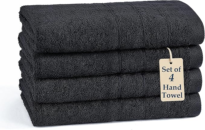 Black Hand Towels for Bathroom by CasaPlatino
