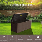 TARKARI Premium Pro Edition 180 Gallon Lockable Resin Deck Box, Waterproof & UV-Resistant Outdoor Storage Box for Outdoor Cushion Storage, Garden Tools & Pool Accessories Storage, Brown - Image 3