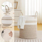 Tall Laundry Basket with Handles, 53L Portable Dirty Clothes Hamper, Boho - Image 3