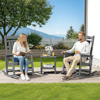 SERWALL Outdoor Rocking Chair Set of 2, HDPE Patio Rocking Chair, All-Weather Porch Rocker for Balcony, Yard, Dark Gray - Image 2