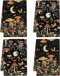 Mushroom Moth Kitchen Towels Decorative Set of 4, Witchy Dish Towels Absorbent by Unknown