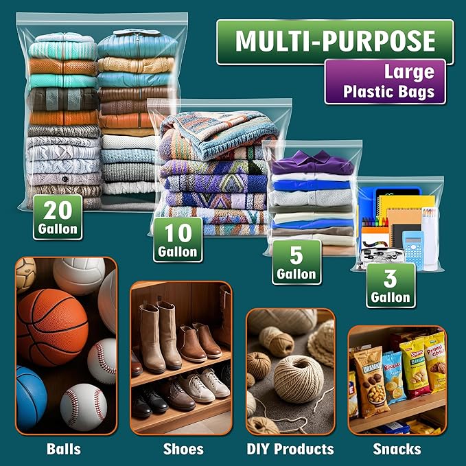 Extra Large 20 Gallon Zippered Plastic Bags - Image 3