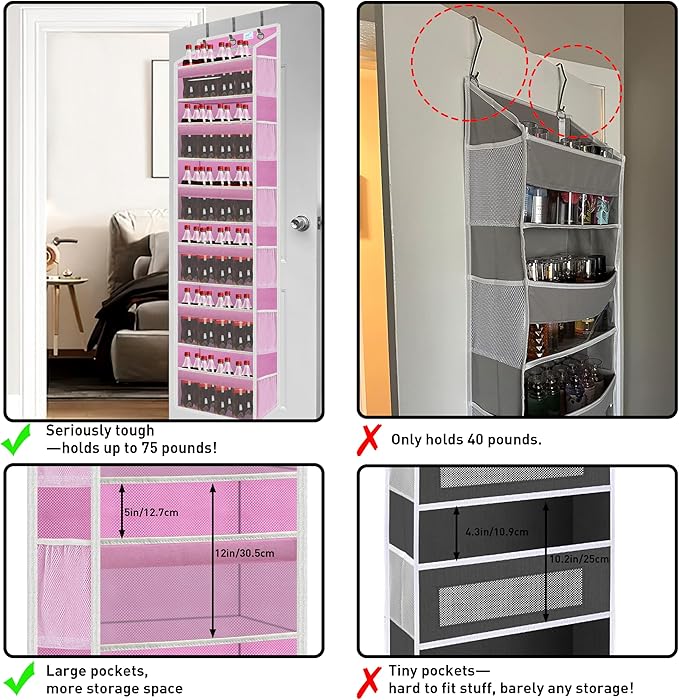 over the door organizer, Solid Bamboo Board 6-Tier Heavy Duty 75LB, 12 Side - Image 6