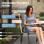 Patio Dining Chairs Set of 8, Outdoor High Stacking Chairs，Breathable Seat Fabric and Alloy Steel Frame for Backyard, Porch, Garden, Sunroom (Light Grey) - Image 7