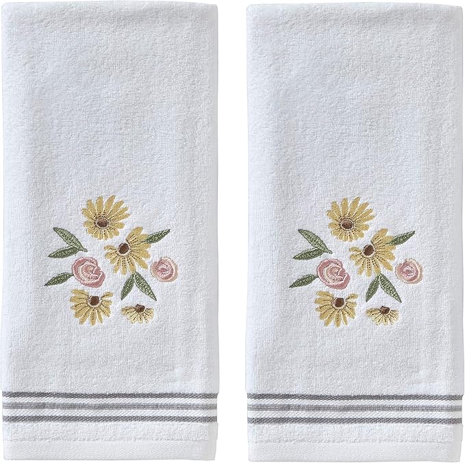 SKL Home by Saturday Knight Ltd. Tossed Flowers Hand Towel by SKLHomebySaturdayKnightLtd