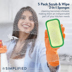 Simplified 5-Pack Scrub & Wipe 2-in-1 Dishwashing Sponges - Image 7