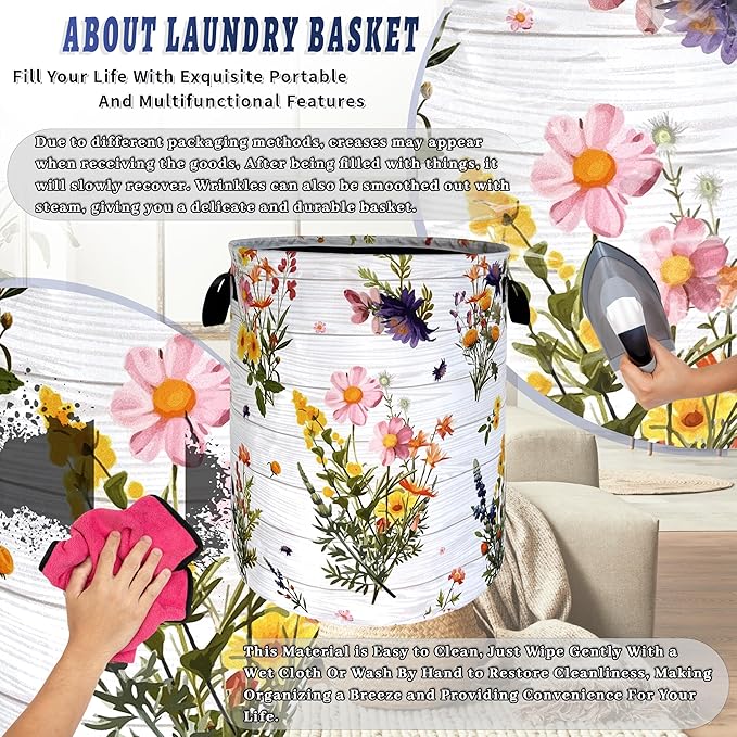 Hawaii Flowers Laundry Basket Foldable Oxford Cloth Colorful Floral Laundry - Image 8