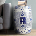 JONATHAN Y TBL1013A Double Happiness 18" Chinoiserie Ceramic Drum Indoor/Outdoor Garden Stool Bohemian, Coastal, Classic, Cottage, French Country, Traditional, Bathroom, Garden Room, Patio, Blue/White - Image 4