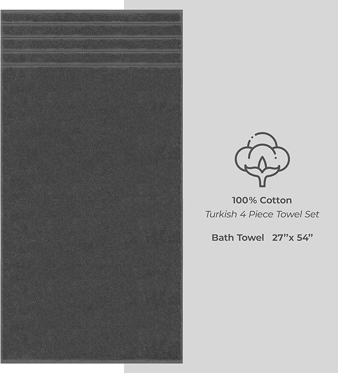 American Soft Linen Luxury 4 Piece Bath Towel Set, 600 GSM 100% Cotton Turkish - Image 4