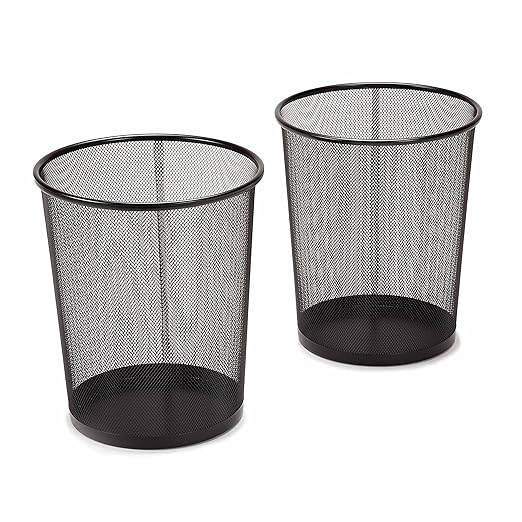Seville Classics 2-Pack Steel Mesh Round Trashcan Wastebasket by SevilleClassics