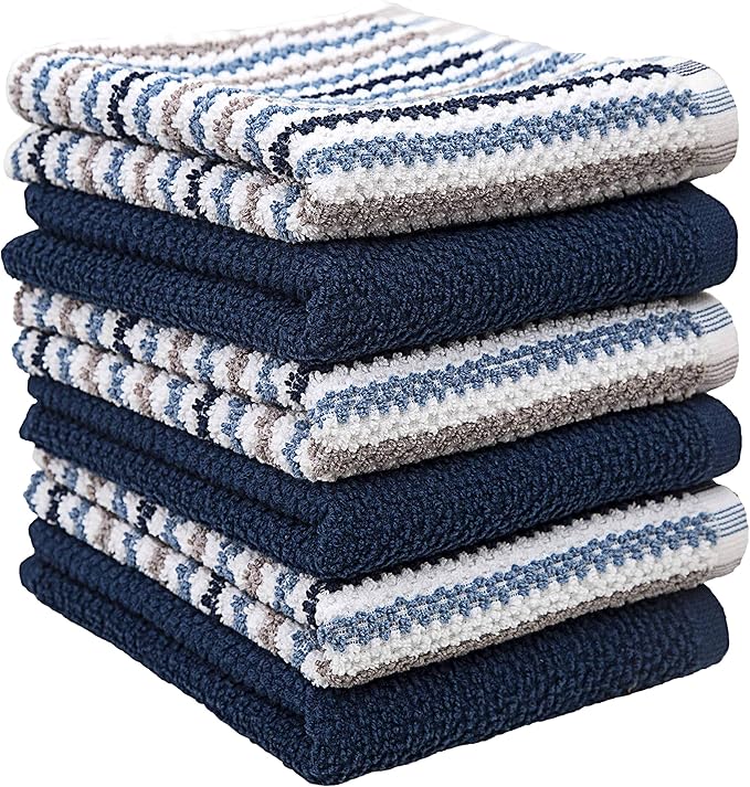Premium Kitchen Towels | Large Cotton Kitchen Hand Towels | Popcorn Striped - Image 5