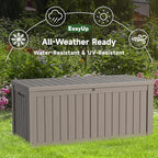 EasyUp 150 Gallon Outdoor Storage Box, Resin Waterproof UV-Resistant Deck Box with Hydraulic Lid Support, Reinforced Stability for Patio, Garden, and Poolside, Gray - Image 5