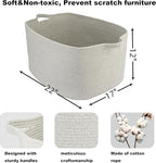 Large Rectangle Blankets Basket Living Room 22"x17"x12" Woven Cotton Rope - Image 2