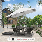 PURPLE LEAF 9'×9' Patio Umbrella with Base Outdoor Cantilever Umbrella with Cover Aluminum Square Offset Umbrella with 360-degree Rotation for Deck Pool Garden White - Image 2