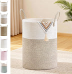 Tall Laundry Basket with Handles, 58L Portable Dirty Clothes Hamper, Boho by SunNewt