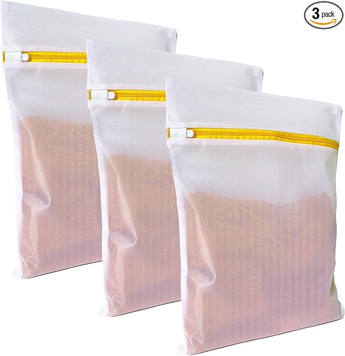 3 Pack Mesh Laundry Bags for Delicates 16inx20in, Dryer Safe, Breathable Fine by LAUNDRYCLUB