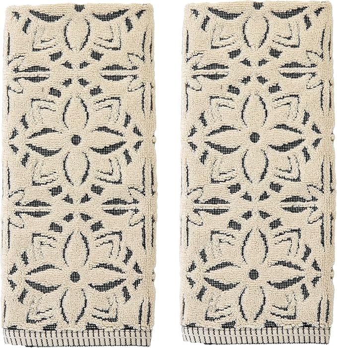 SKL Home Lisbon 100% Cotton Premium 2-Piece Hand Towel Set, 600 GSM, Reversible by SKLHomebySaturdayKnightLtd