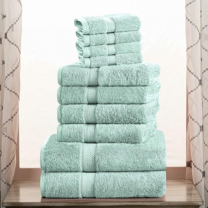SUPERIOR Egyptian Cotton Pile 10 Piece Towel Set, Includes 2 Bath, 4 Hand - Image 2