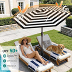 AreShark 7.5FT Patio Umbrella Table Market Umbrella with 6 Sturdy Ribs, Button Tilt/Crank, Heavy-Duty Outdoor Umbrellas for Pool, Deck, Garden and Backyard, Black & White Stripe - Image 5