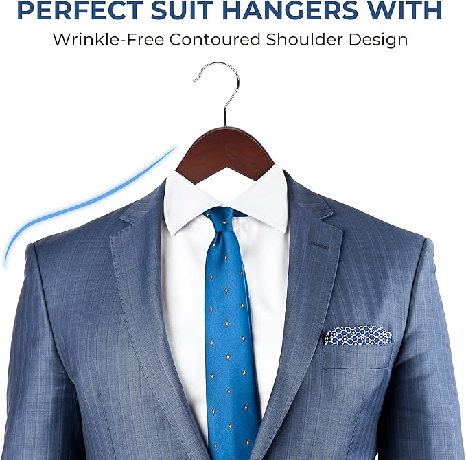 JS HANGER Wooden Coat Hangers, 20 Pack High Grade 17.5 Inch Wood Suit Hangers - Image 3