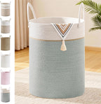 Tall Laundry Basket with Handles, 100L Portable Dirty Clothes Hamper, Boho by SunNewt