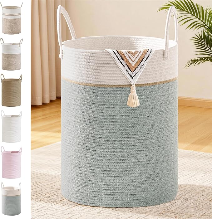 Tall Laundry Basket with Handles, 100L Portable Dirty Clothes Hamper, Boho by SunNewt