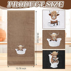 3 Pcs Highland Cow Hand Towels for Bathroom Embroidered Bathroom Towels - Image 3