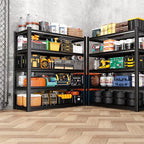 71.2" H Garage Shelving Heavy Duty Storage Shelves, Adjustable Metal Shelving Unit, Utility Garage Organizer Shelf for Basement, Pantry, Warehouse, Supermarket, 35.4" Wx15.7 Dx71.2 H,Black - Image 8