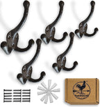 Cast Iron Tri Leg Coat Hooks Wall Mounted Farmhouse, Decorative, Rust Proof - Image 9