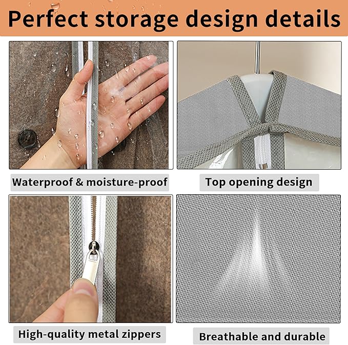 3 Pcs Garment Bags, Hanging Clothes Covers - Image 5