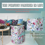 Watercolor Flower Floral Laundry Basket Foldable - Image 5
