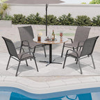 Patio Chairs Set of 4, Stackable Outdoor Dining Chairs for All Weather, Metal Modern Outside Furniture Chair for Pool Side, Garden, Backyard Deck, Dark Grey - Image 4