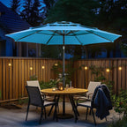 Yaheetech 3-Tier Patio Parasol 10ft Vented Outdoor Canopy Sun Shade Large Market Table Umbrella Double-layer Cloth & Push-button Tilting for Yard/Garden/Park Sky Blue - Image 2