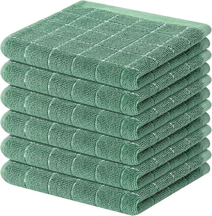 Mordimy 100% Cotton Terry Cloth Dish Cloths, Soft and Absorbent Checkered Dish by Mordimy