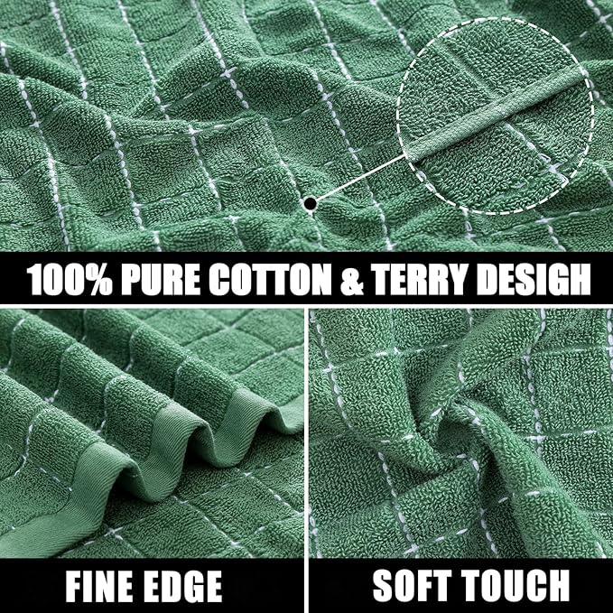 Mordimy 100% Cotton Terry Cloth Dish Cloths, Soft and Absorbent Checkered Dish - Image 2