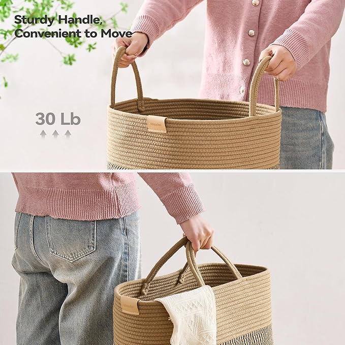 80L Laundry Hamper Basket, Baby Nursery Woven Storage Basket - Image 4