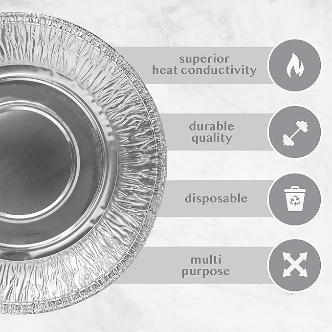 PLASTICPRO 10'' Inch Round Deep Tin Foil Pans Disposable Aluminum, Freezer & - Image 6