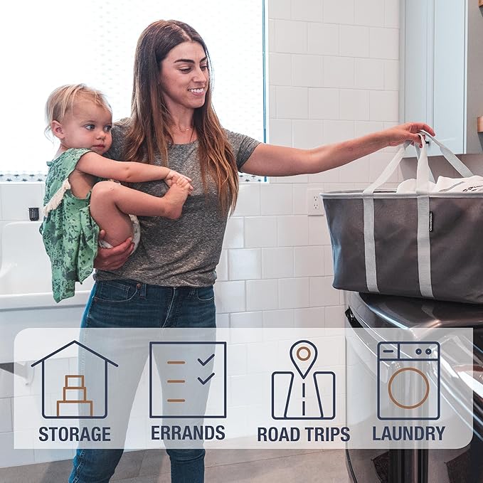 CleverMade Collapsible Laundry Tote 2-Pack – Foldable Carry-All Storage Bin - Image 3