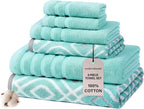 Modern Threads Oxford 6-Piece 100% Cotton Towel Set – Yarn Dyed Jacquard & by ModernThreads