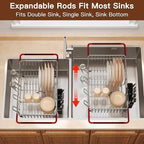 Over the Sink Expandable Dish Drainer Drying Rack In Stainless Steel - Image 3