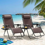 Homall Zero Gravity Chair Patio Folding Lawn Outdoor Lounge Gravity Camp Reclining Lounge Chair with Cup Holder Pillows for Poolside Backyard and Beach Set of 4 (Brown) - Image 2
